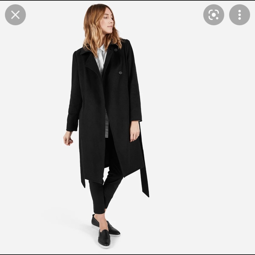 Everlane wool trench, black, size M
